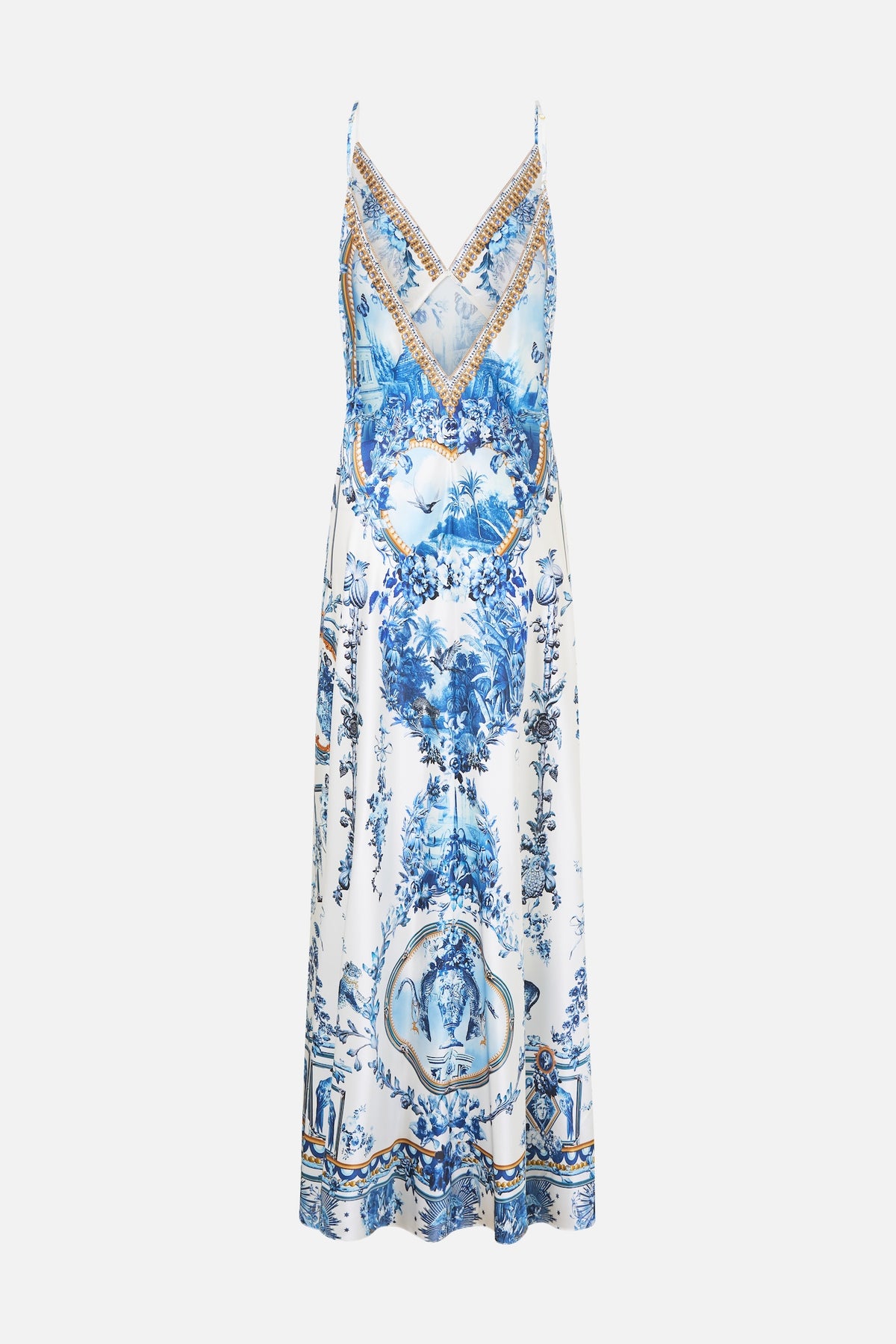 Camilla V Neck Full Length Bias Slip Dress - The Porcelain Parlour