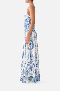 Camilla V Neck Full Length Bias Slip Dress - The Porcelain Parlour