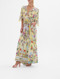 Camilla  Waisted Dress With Hem Ruffle - Flor Fantastica