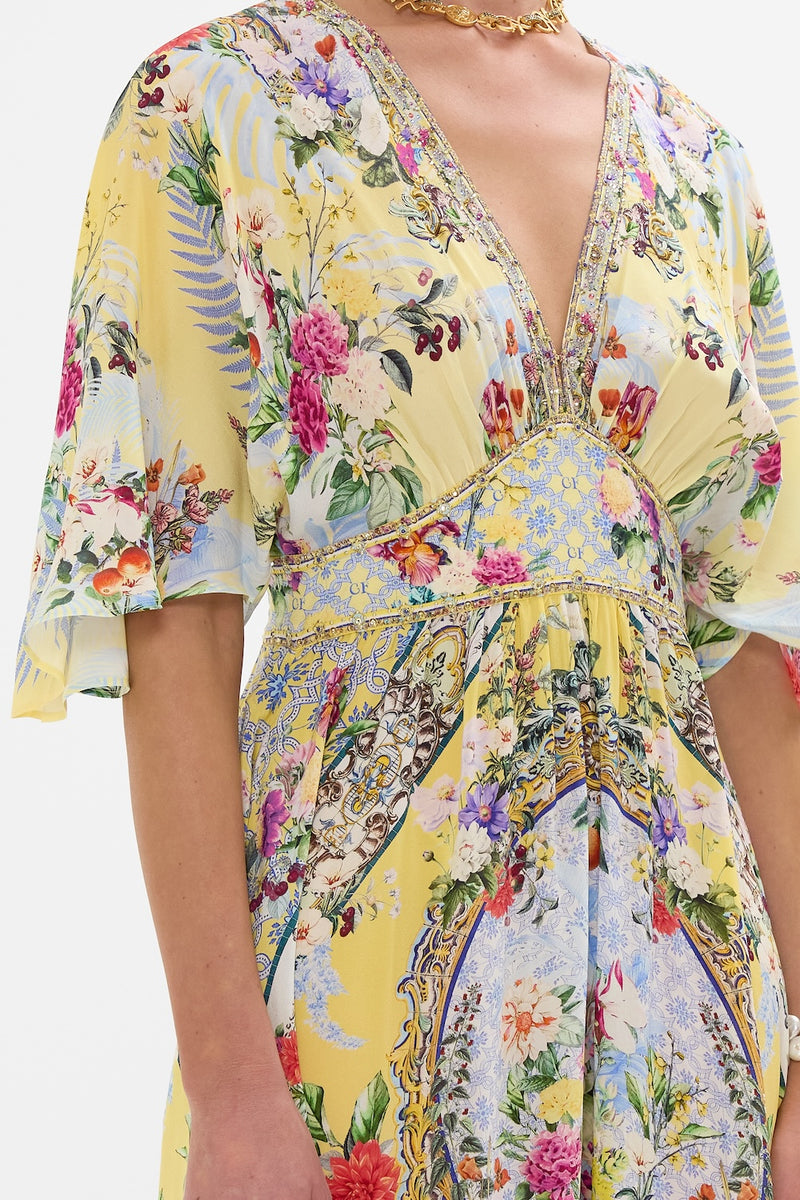 Camilla  Waisted Dress With Hem Ruffle - Flor Fantastica