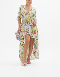 Camilla  Waisted Dress With Hem Ruffle - Flor Fantastica
