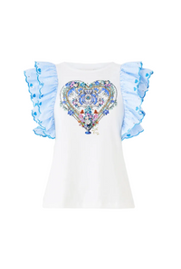 Camilla Double Frill Sleeve Tee - Ottoman Opulence