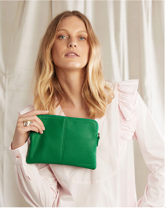 Elms + King Small Bowery Clutch/Wallet - Green