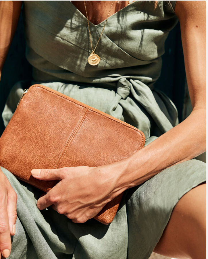 Elms + King Small Bowery Clutch/Wallet - Tan Pebble