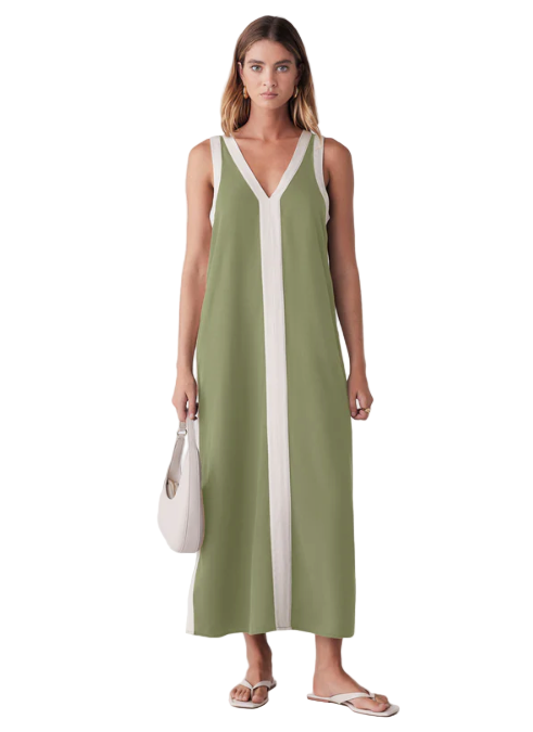 Esmaee Monochrome Dress - Sage/Cream