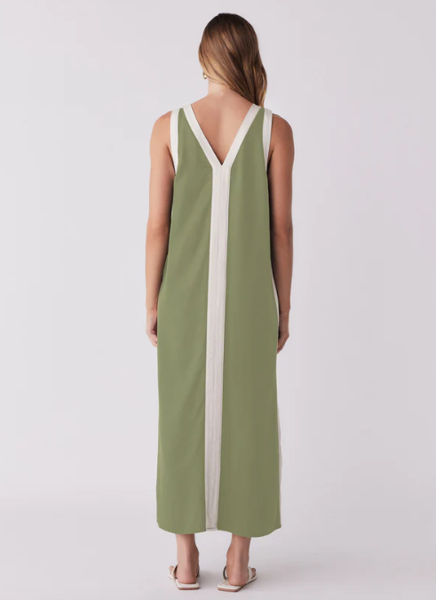 Esmaee Monochrome Dress - Sage/Cream