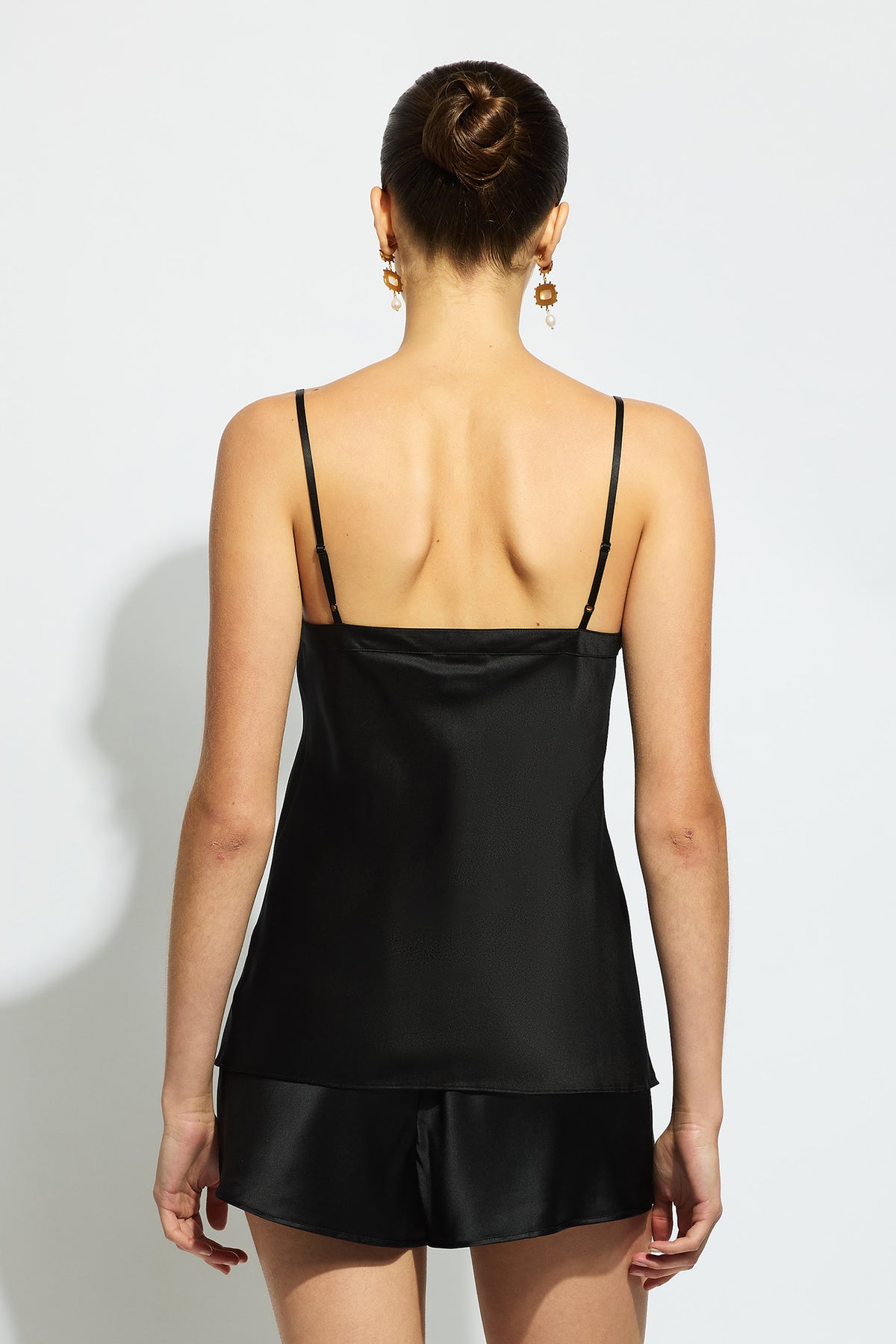 Ginia Silk Cami V Neck - Black
