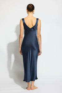 Ginia Day To Night Silk Slip - Midnight Blue