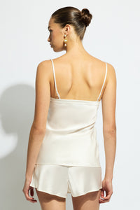 Ginia Silk Cami V Neck - Cream