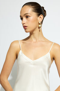Ginia Silk Cami V Neck - Cream