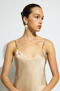 Ginia Silk Cami V Neck - Mink