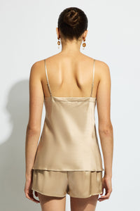 Ginia Silk Cami V Neck - Mink