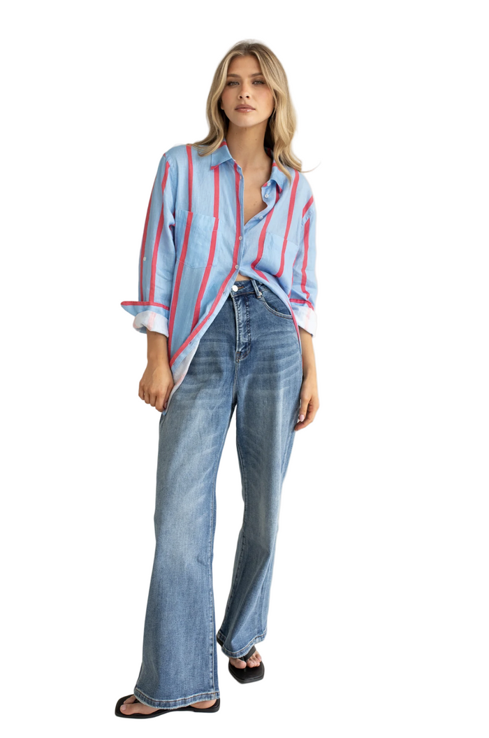 Hut The Boyfriend 'Summer Starts Here' Linen Shirt