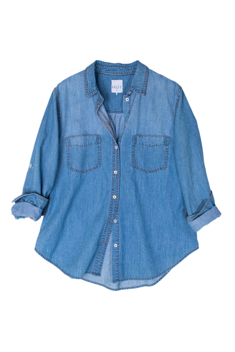 Hut Denim Boyfriend Shirt - Denim Wash