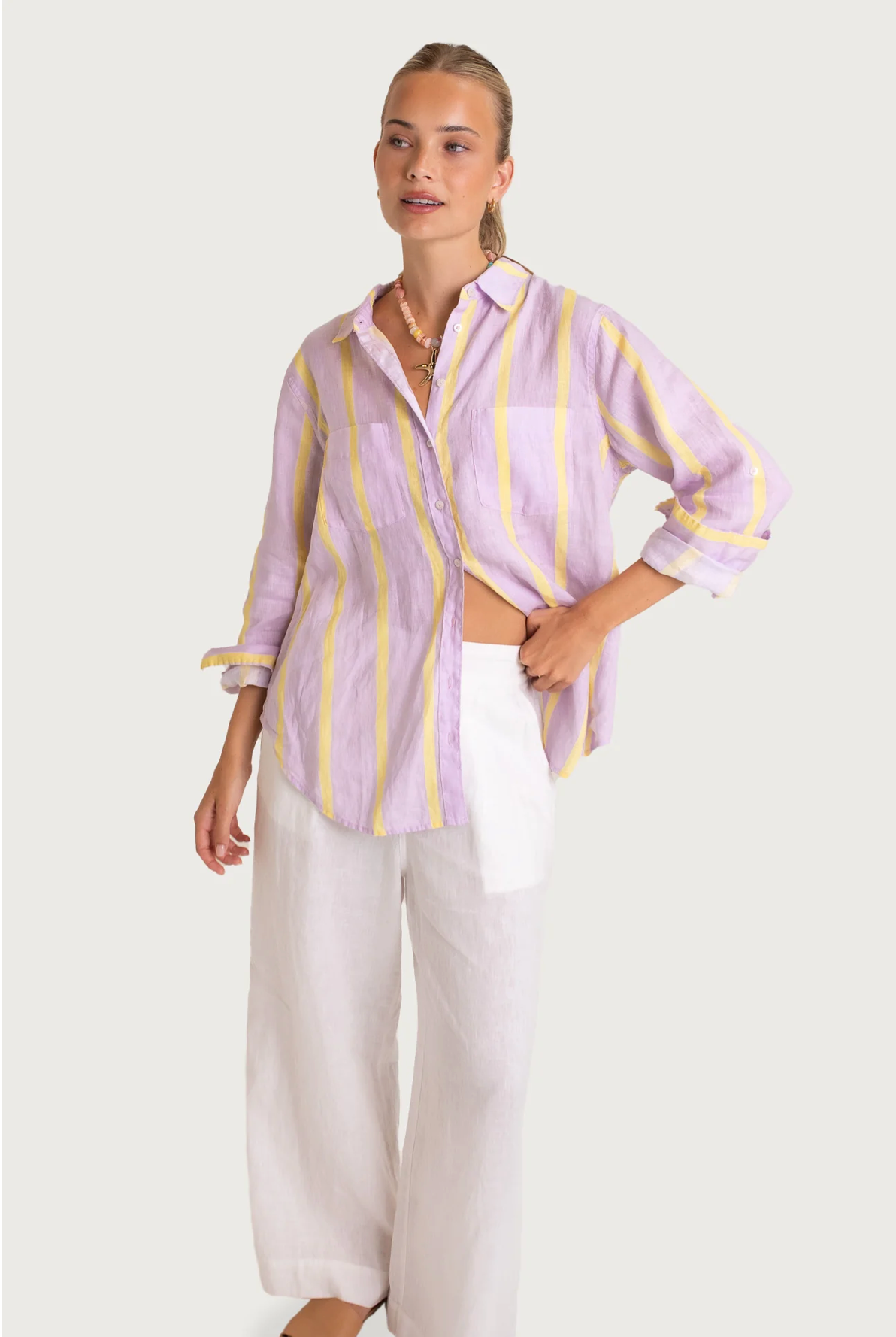 Hut Sunshine Mauve Stripe Shirt - Purple