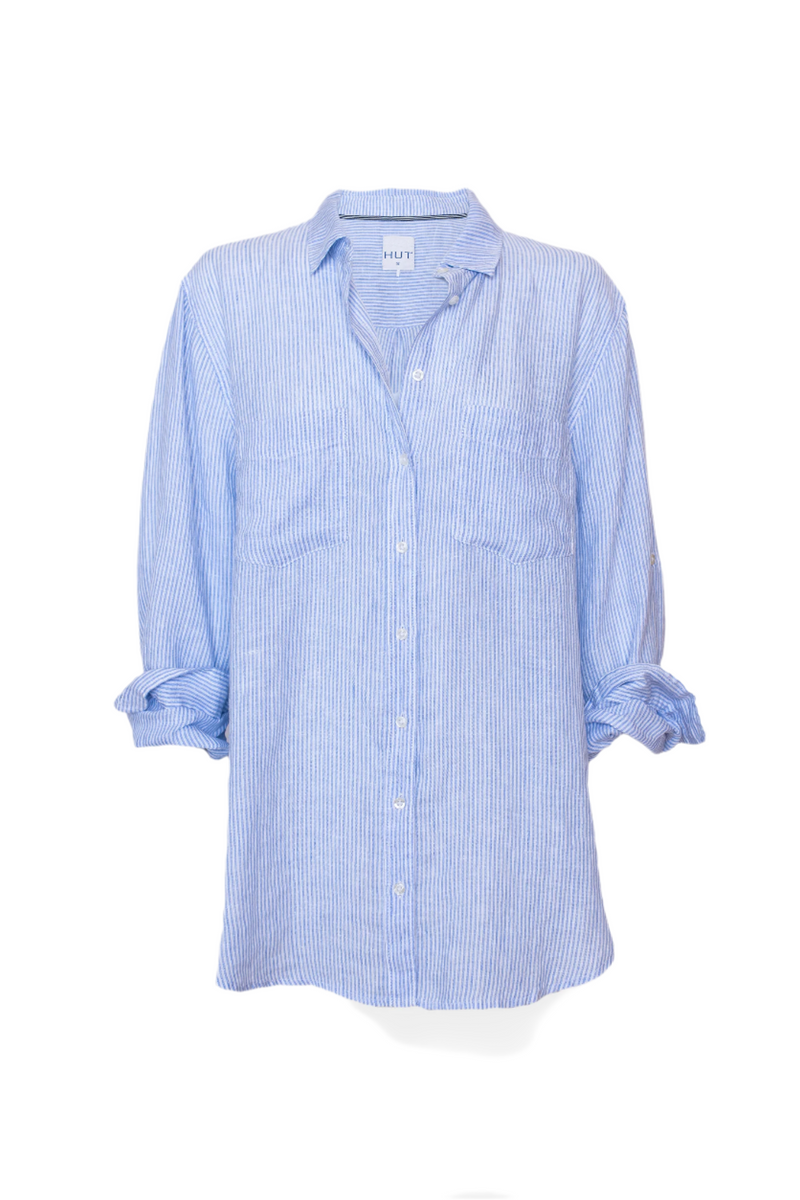 Light blue striped linen shirt 