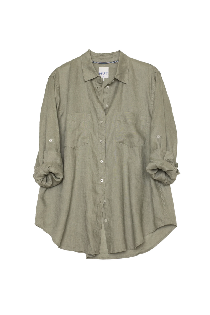 Hut The Boyfriend Linen Shirt - Biscuit