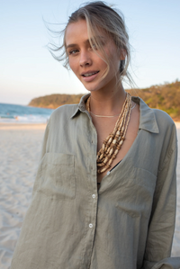 Hut The Boyfriend Linen Shirt - Biscuit