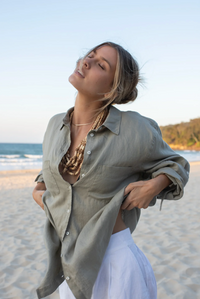 Hut The Boyfriend Linen Shirt - Biscuit