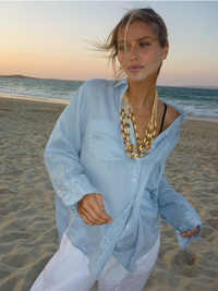 Hut The Boyfriend Linen Shirt - Breeze Blue