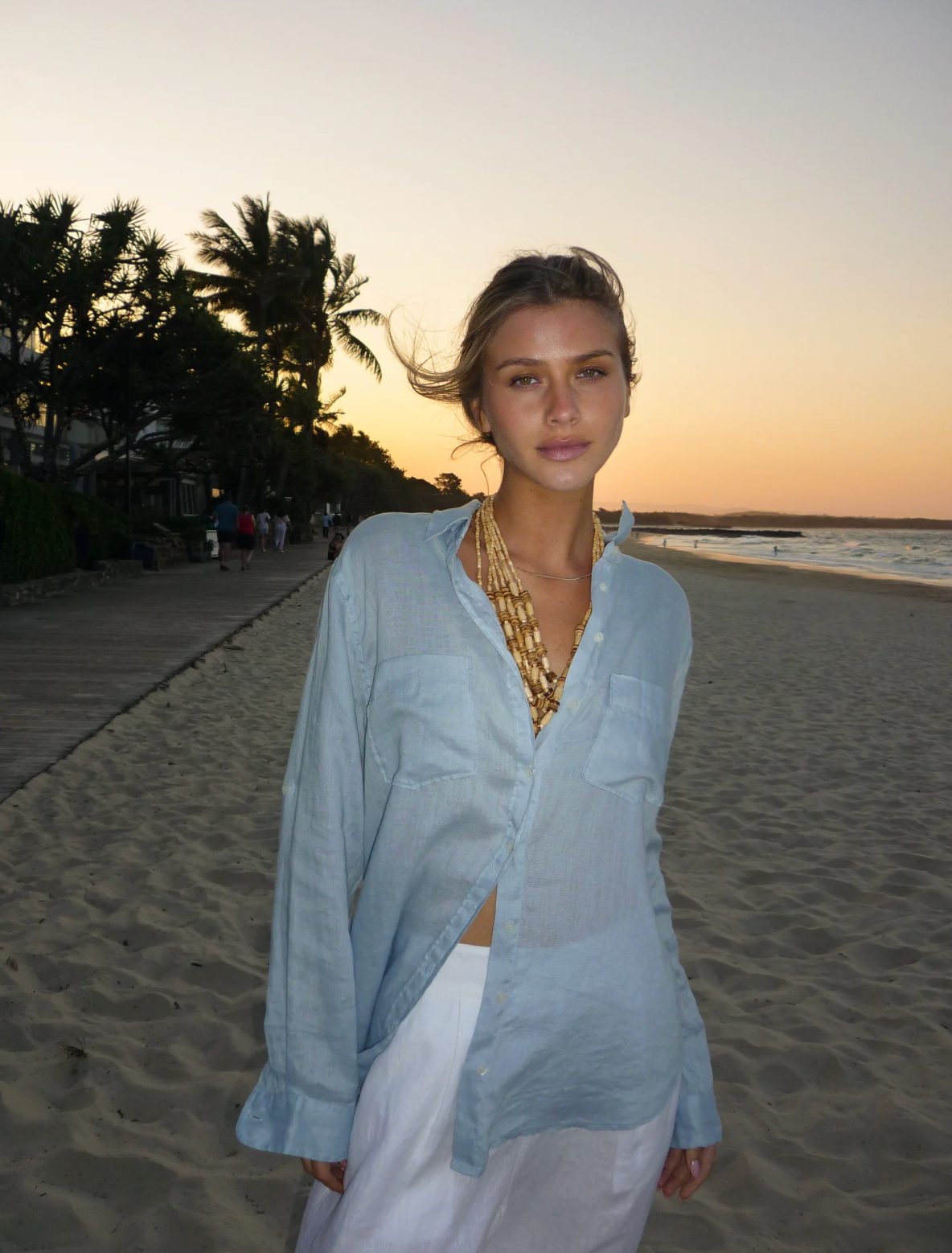 Hut The Boyfriend Linen Shirt - Breeze Blue