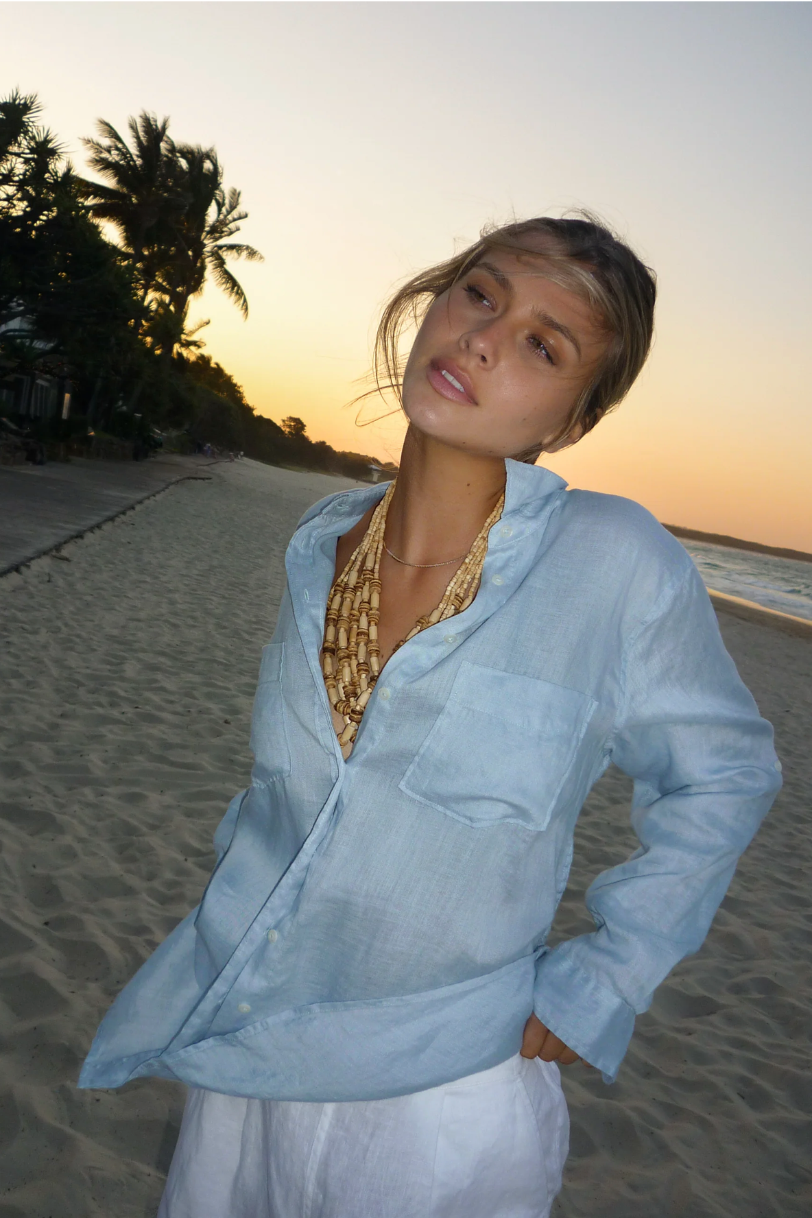 Hut The Boyfriend Linen Shirt - Breeze Blue