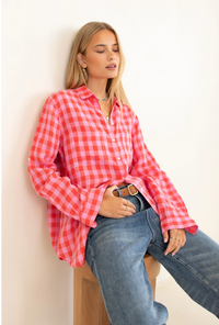 Hut The Boyfriend Linen Shirt - Check Me Out