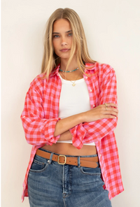 Hut The Boyfriend Linen Shirt - Check Me Out