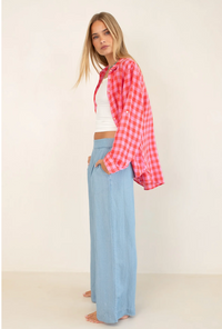 Hut The Boyfriend Linen Shirt - Check Me Out