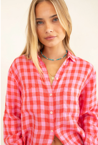 Hut The Boyfriend Linen Shirt - Check Me Out