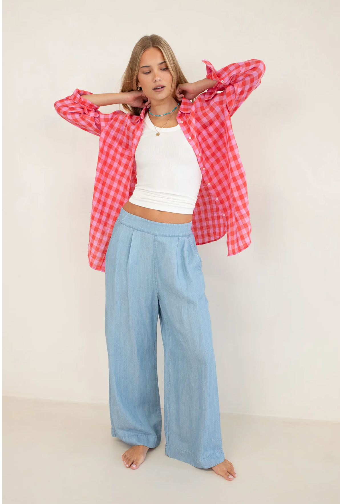 Hut The Boyfriend Linen Shirt - Check Me Out
