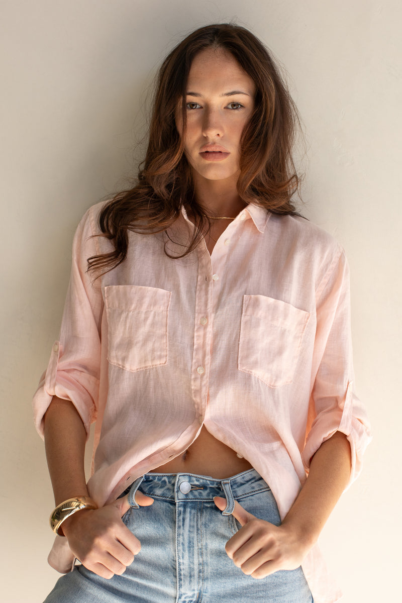 Hut The Boyfriend Linen Shirt - Mashmellow