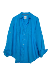 Hut The Boyfriend Linen Shirt - Reef Blue