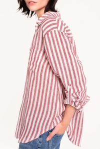 Hut The Boyfriend Linen Shirt - Rhubarb Stripe