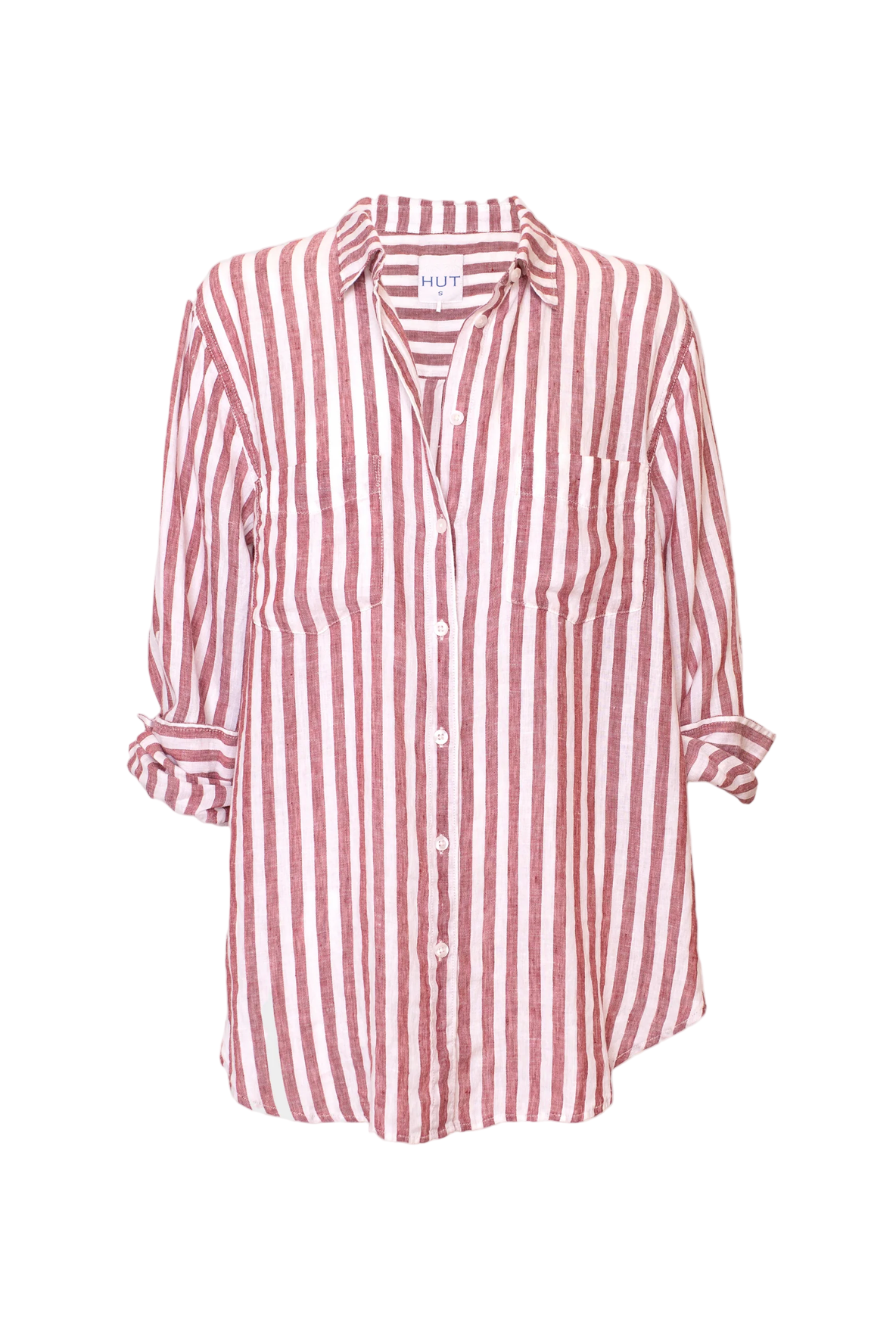 Hut The Boyfriend Linen Shirt - Rhubarb Stripe