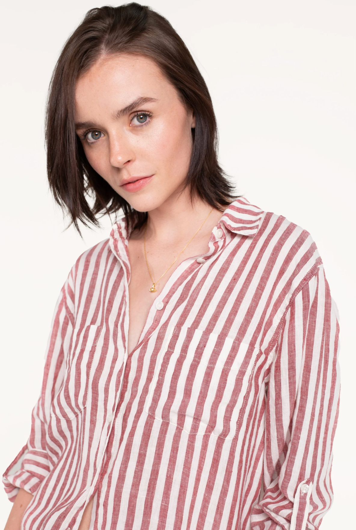 Hut The Boyfriend Linen Shirt - Rhubarb Stripe