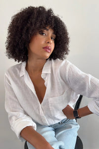 Hut The Boyfriend One Pocket Linen Shirt - White