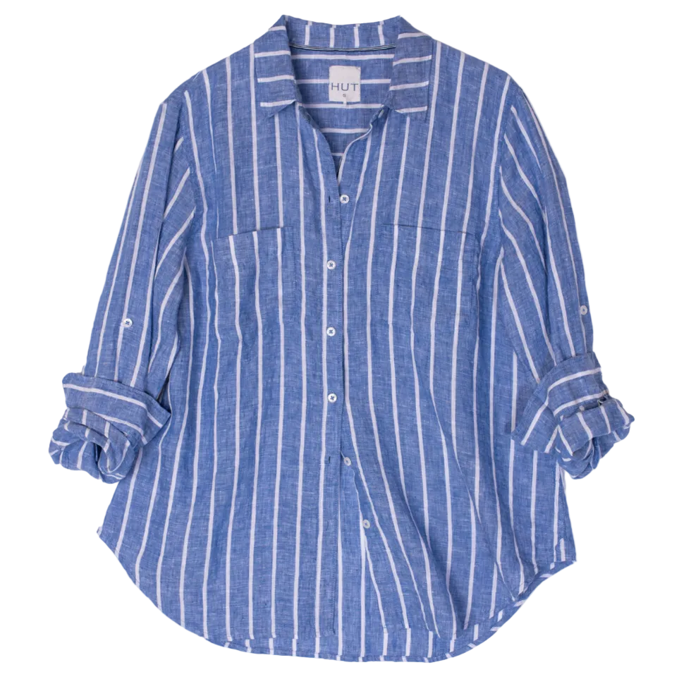 Hut The Boyfriend Shirt - Marine Stripe
