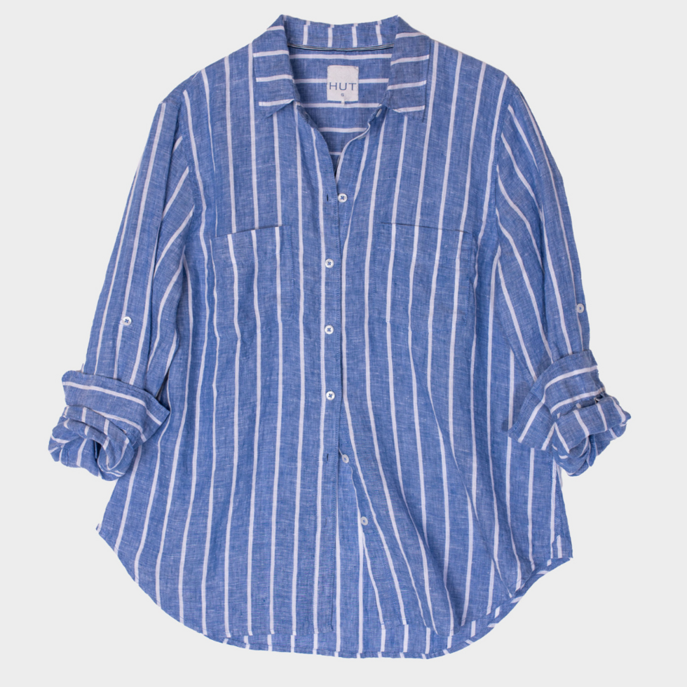 Hut The Boyfriend Shirt - Marine Stripe