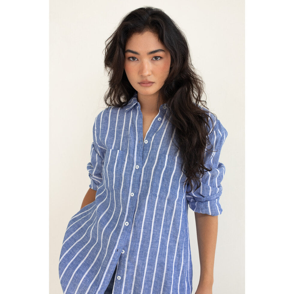 Hut The Boyfriend Shirt - Marine Stripe