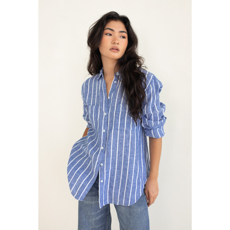 Hut The Boyfriend Shirt - Marine Stripe