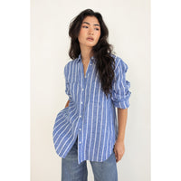 Hut The Boyfriend Shirt - Marine Stripe