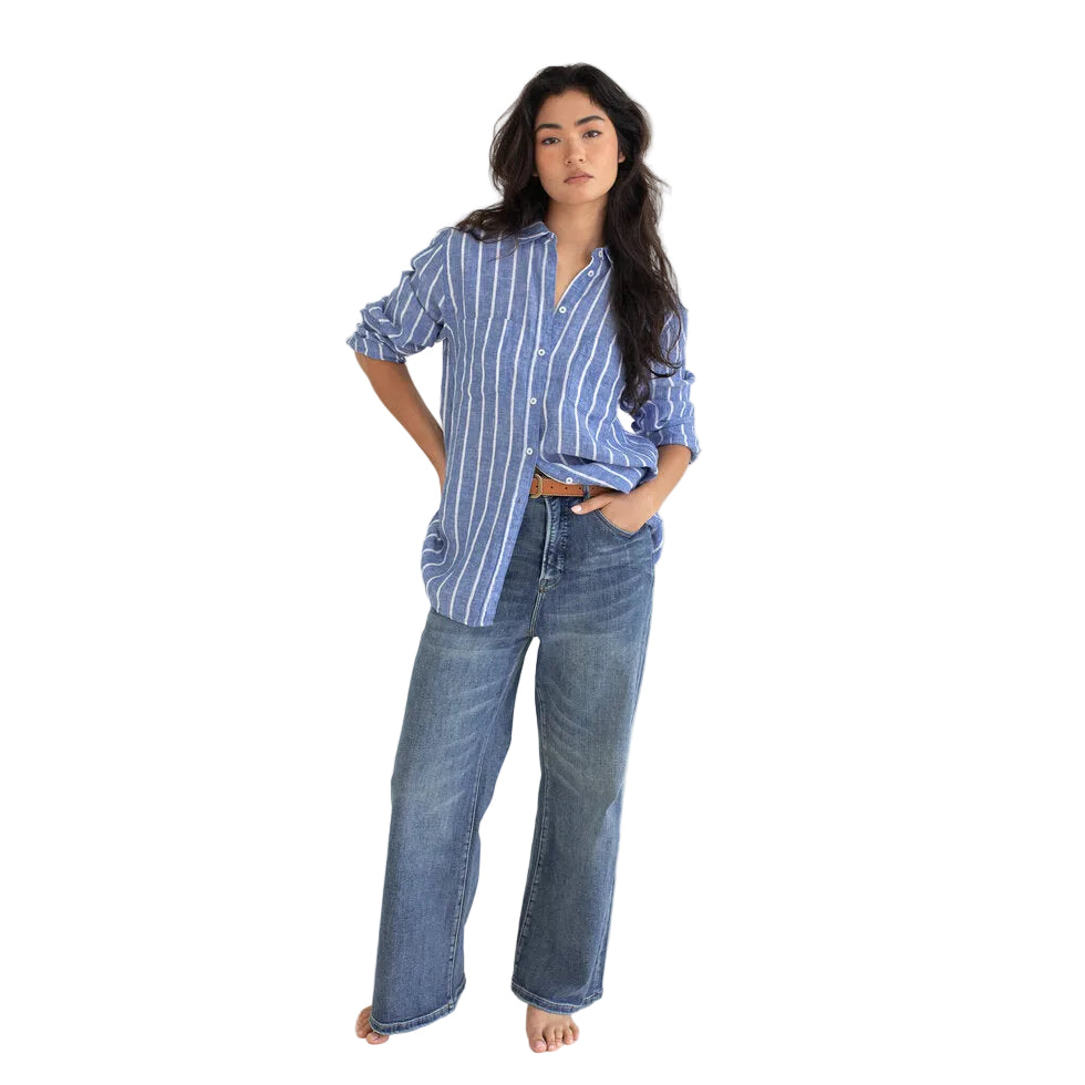 Hut The Boyfriend Shirt - Marine Stripe