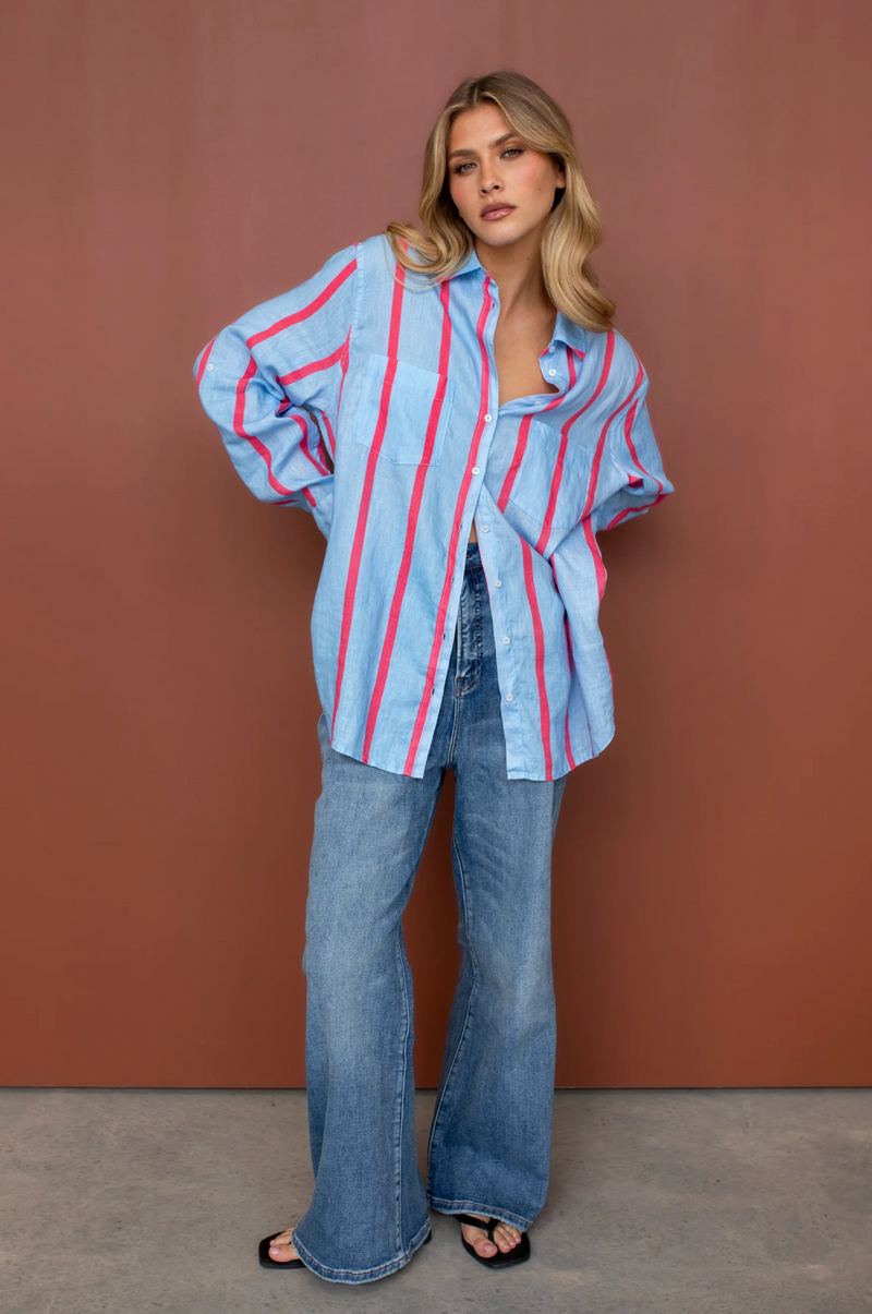 Hut The Boyfriend 'Summer Starts Here' Linen Shirt