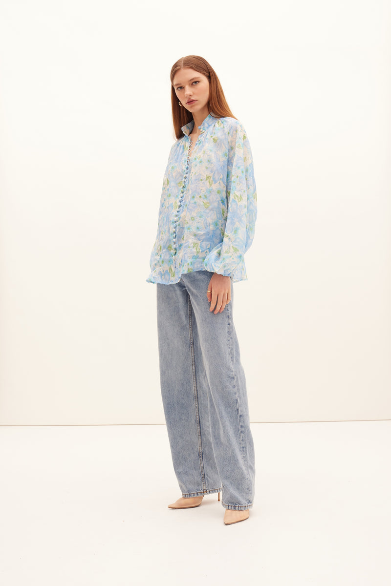 Kate Ford Poinsettia Buttoned Blouse