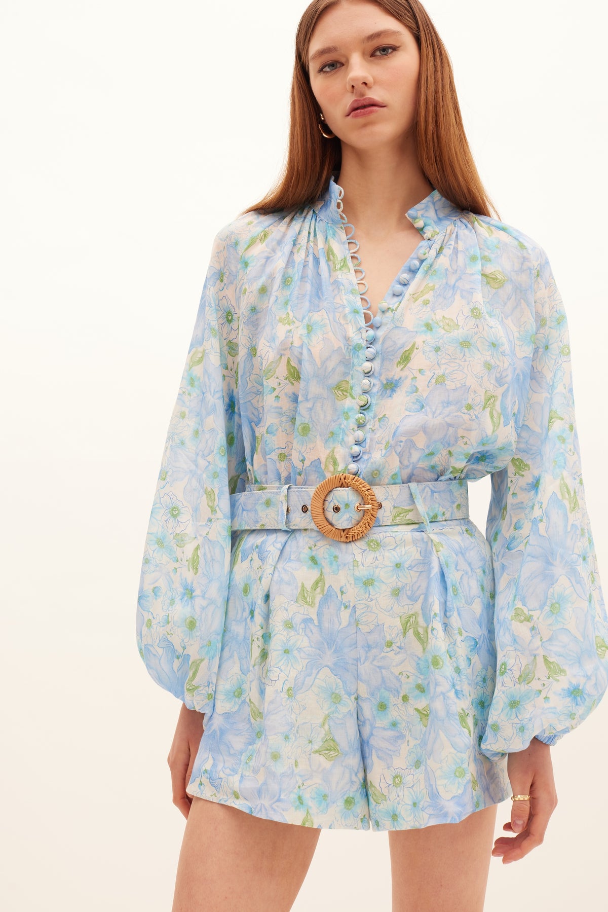 Kate Ford Poinsettia Buttoned Blouse