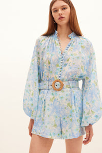 Kate Ford Poinsettia Buttoned Blouse