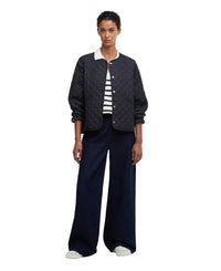 Barbour Cashel Collarless Quilted Jacket - Dark Navy/Dress Navy Tartan