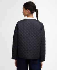 Barbour Cashel Collarless Quilted Jacket - Dark Navy/Dress Navy Tartan