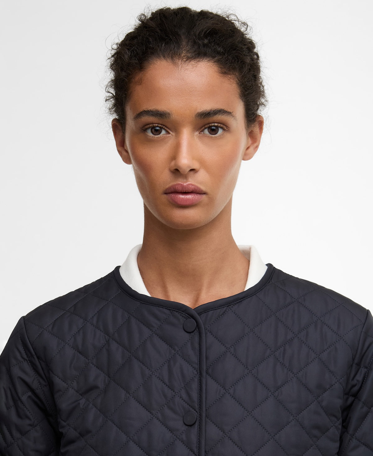 Barbour Cashel Collarless Quilted Jacket - Dark Navy/Dress Navy Tartan